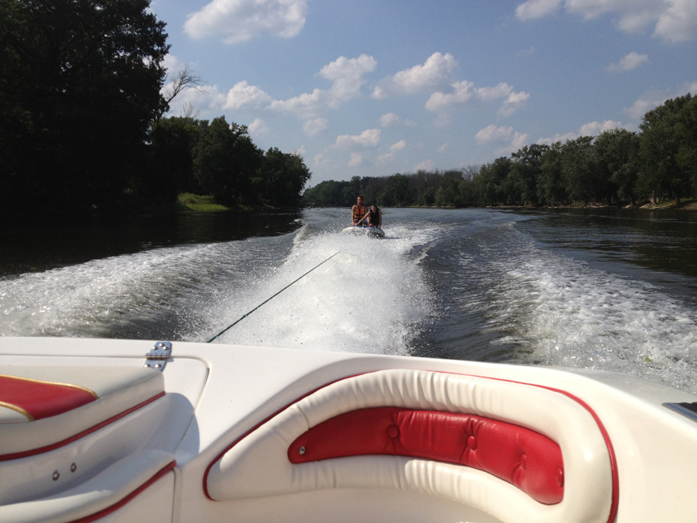 skiing on the Grand River